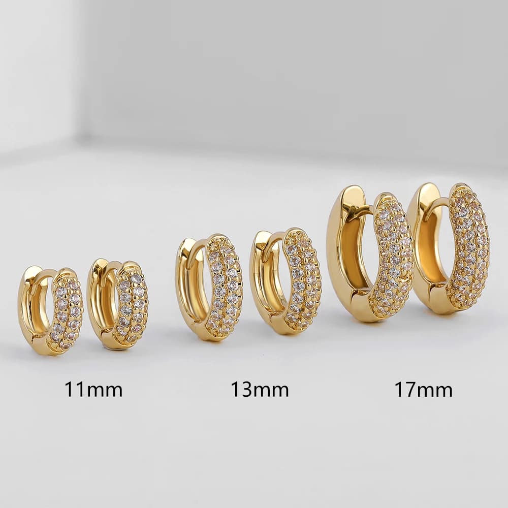 Nouvelles Boucles d'Oreilles Huggie Plaqué Or avec Zircon Cubique, Fines Créoles pour Cartilage, Bij