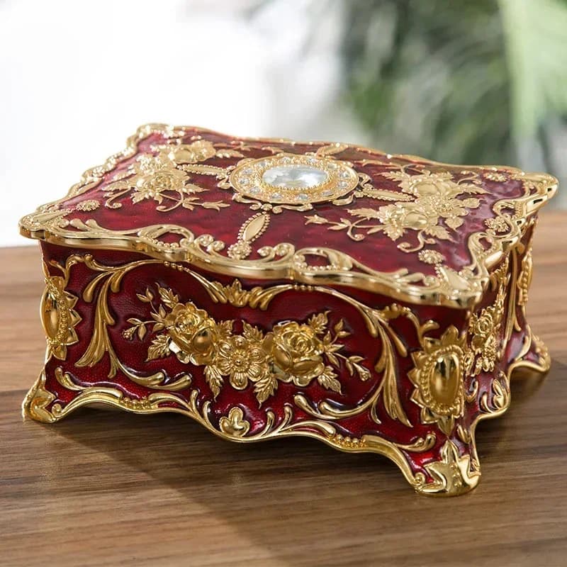 Grande boîte à bijoux en émail sertie de diamants, coffret de rangement de style européen, organisat