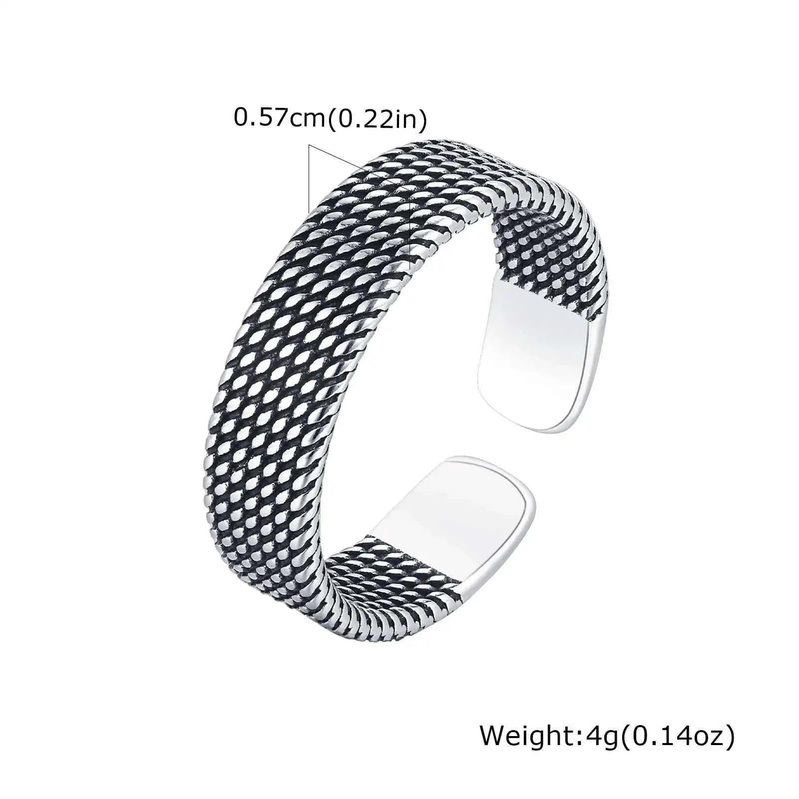 Prjewel – anneau ouvert texturé tissé de 5.7mm pour hommes et garçons, réglable, Simple, en métal, V