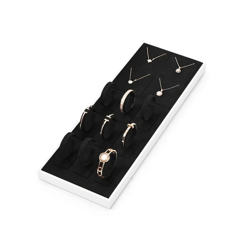 Oirlv-Présentoir de Bijoux en Velours Noir, Ensemble de Table, Collier, Bague, Boucles d'Oreilles, B