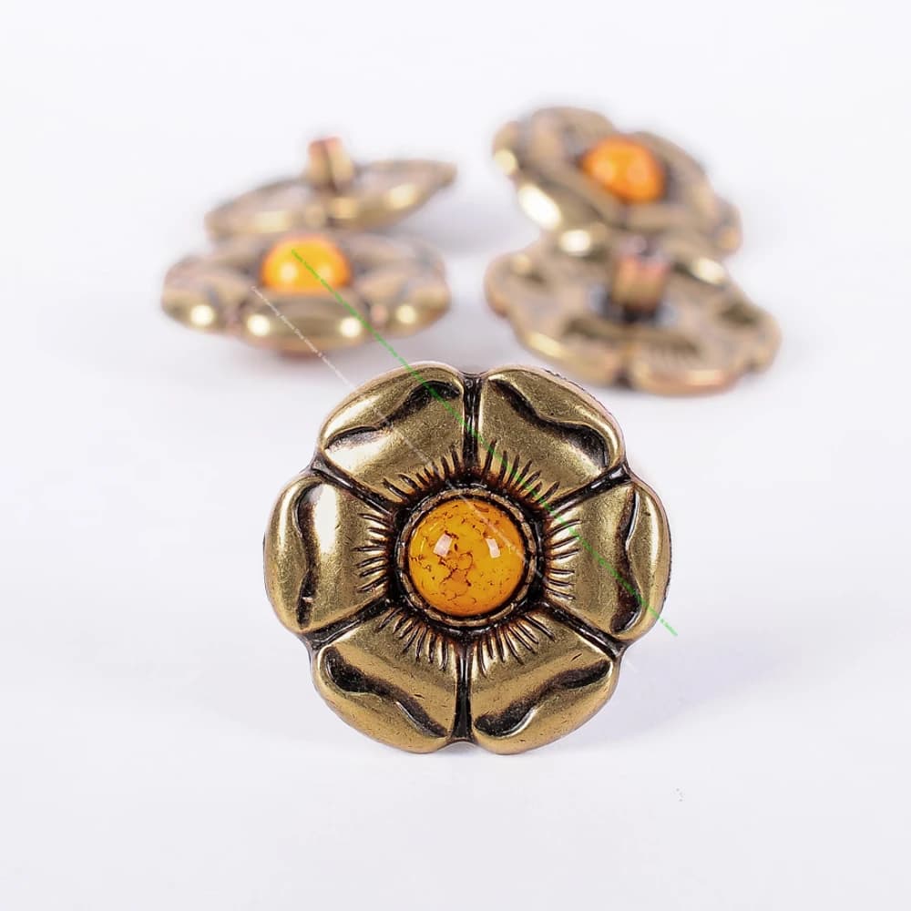 Ensemble de Conchos en Laiton Jaune Turquoise, Fleur Rose, Selle, Artisanat en Cuir, 10 Pièces