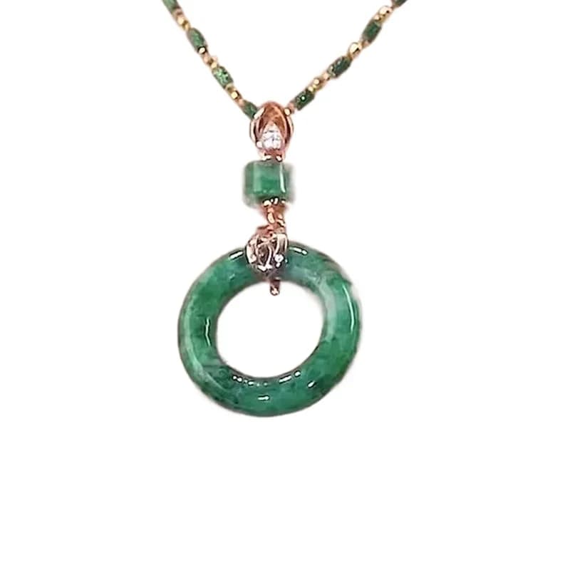 Collier vintage en bambou, luxe léger et unique, pendentif imitation jade, méthode ancienne, collier