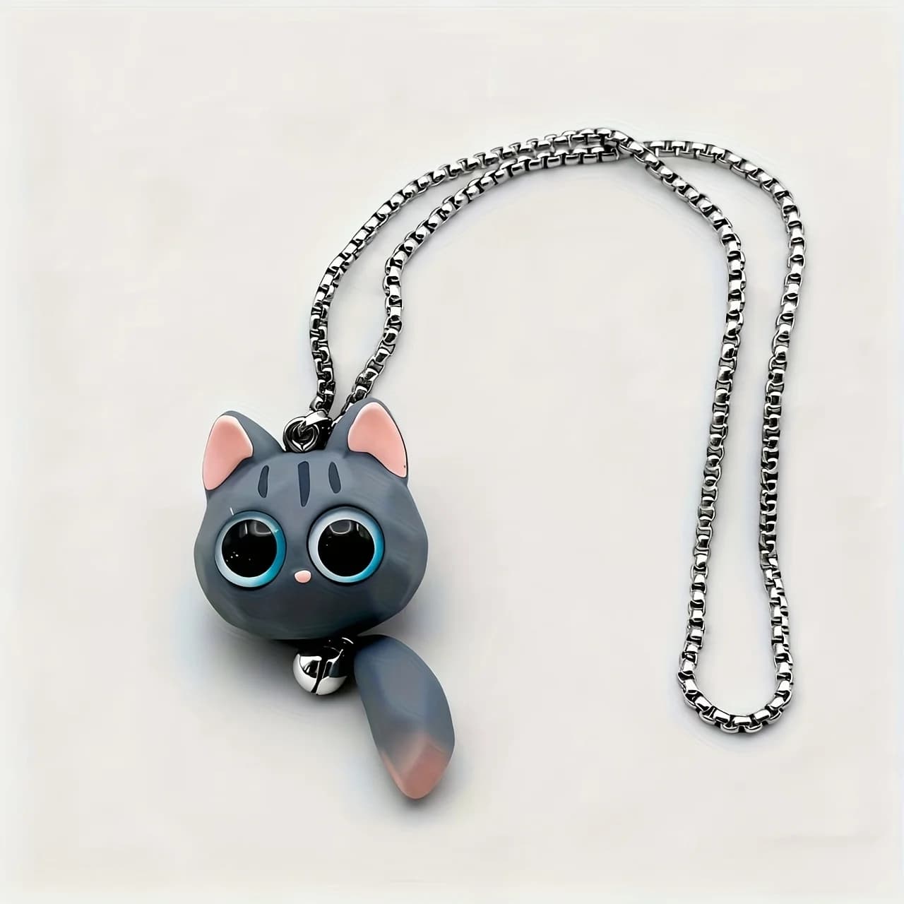 1 pendentif chat mignon avec queue qui bouge pour la décoration de voiture - Accessoire clochette po