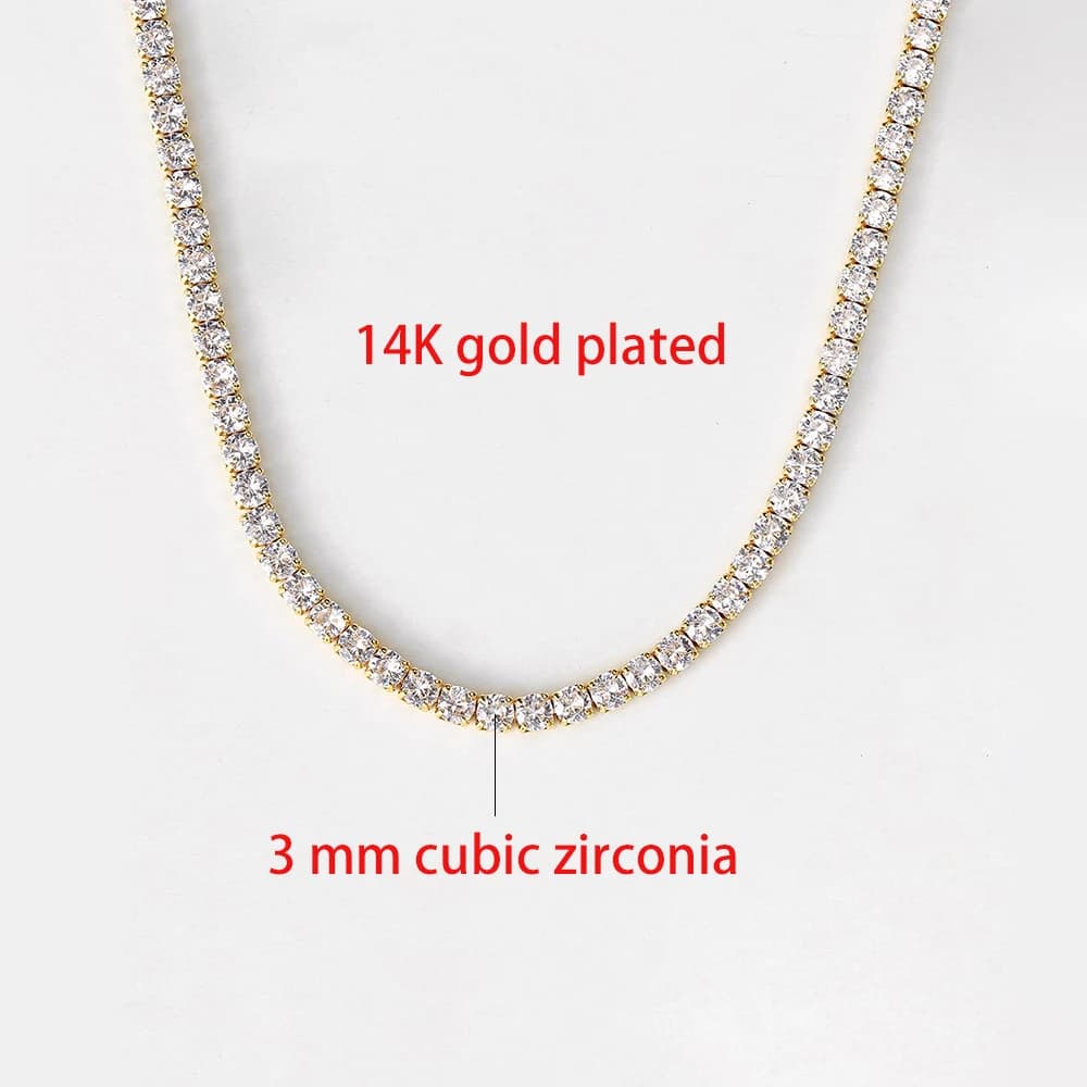 Colliers ras du cou de Tennis pour femmes, HipHop glacé AAA + zircone cubique, chaîne en cristal cou