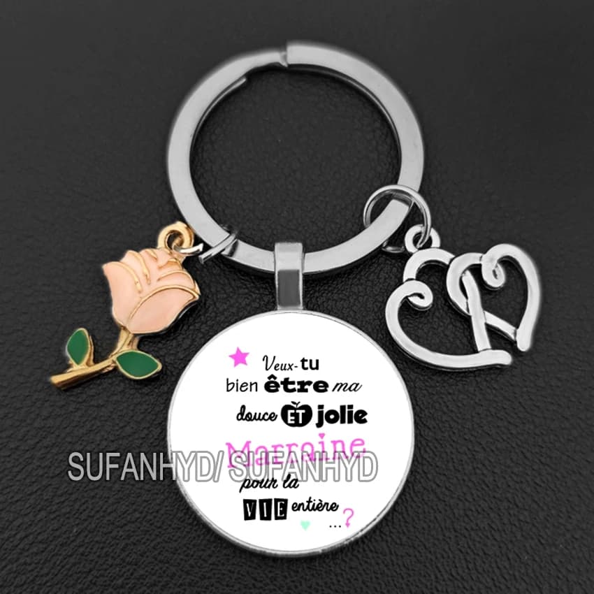 Porte-clés en français "J'ai une meilleure marraine du monde", cadeau pour la fête des mères, cadeau