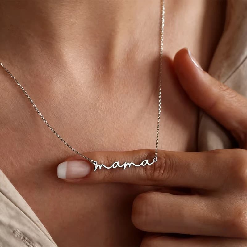 Collier pendentif petite lettre « Maman » pour la Fête des Mères, chaîne de clavicule avec plaque no