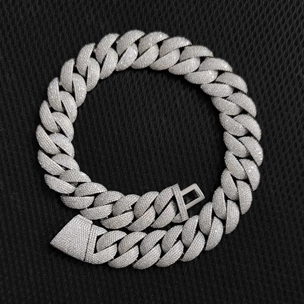 Bijoux de luxe 24mm chaîne de diamant hommes glacé Bling CZ argent/plaqué or rappeur Hip Hop épais c