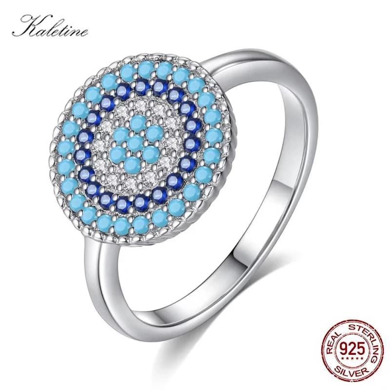 Kaletine Shinee Kpop – bagues œil porte-bonheur en pierre bleue pour femmes, en argent Sterling 925,
