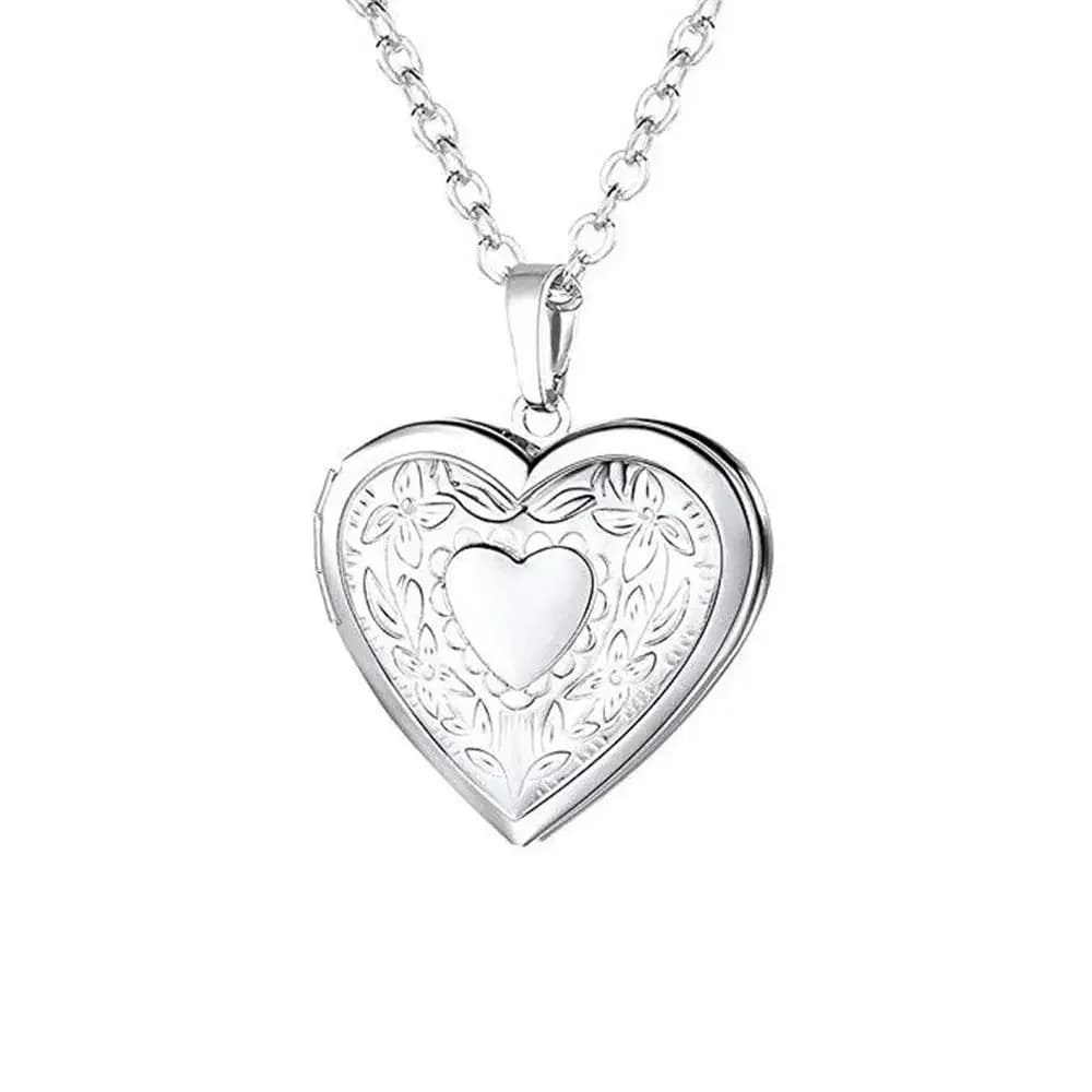 Collier avec pendentif en diamant en forme de cœur pour photos, pendentif romantique, personnalisé, 