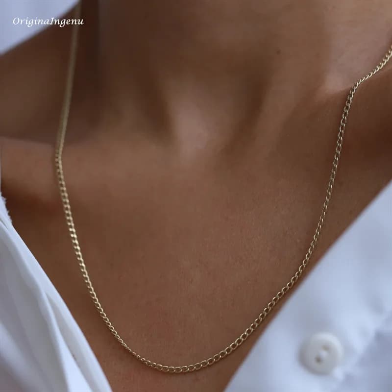 Collier chaîne gourmette rempli d'or 14K, ras du cou Boho, chaîne délicate, bijoux minimalistes, col