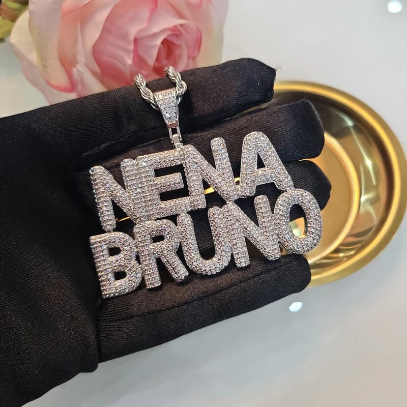 Colliers avec nom personnalisé, pendentifs de mots personnalisés, bijoux Hip Hop à bulles, livraison