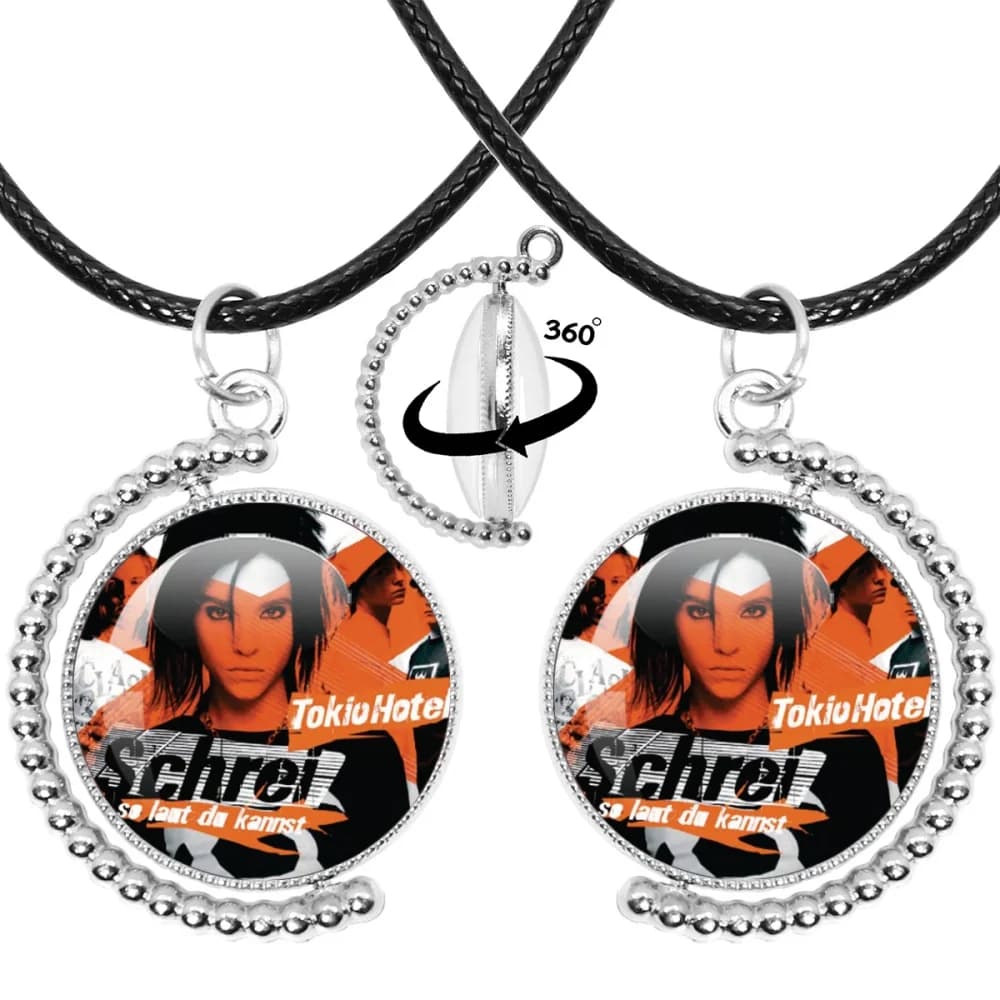 Nouveau collier Tokio hôtel rétro groupe de Rock Pop Bill Kaulitz bande verre Double face pendentif 