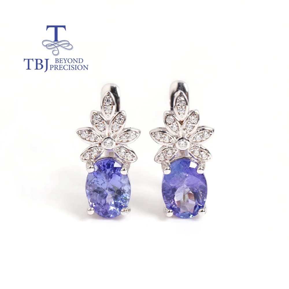 Boucles d'oreilles en argent regardé 925 avec tanzanite naturelle rare pour femme, bijoux fins, cade