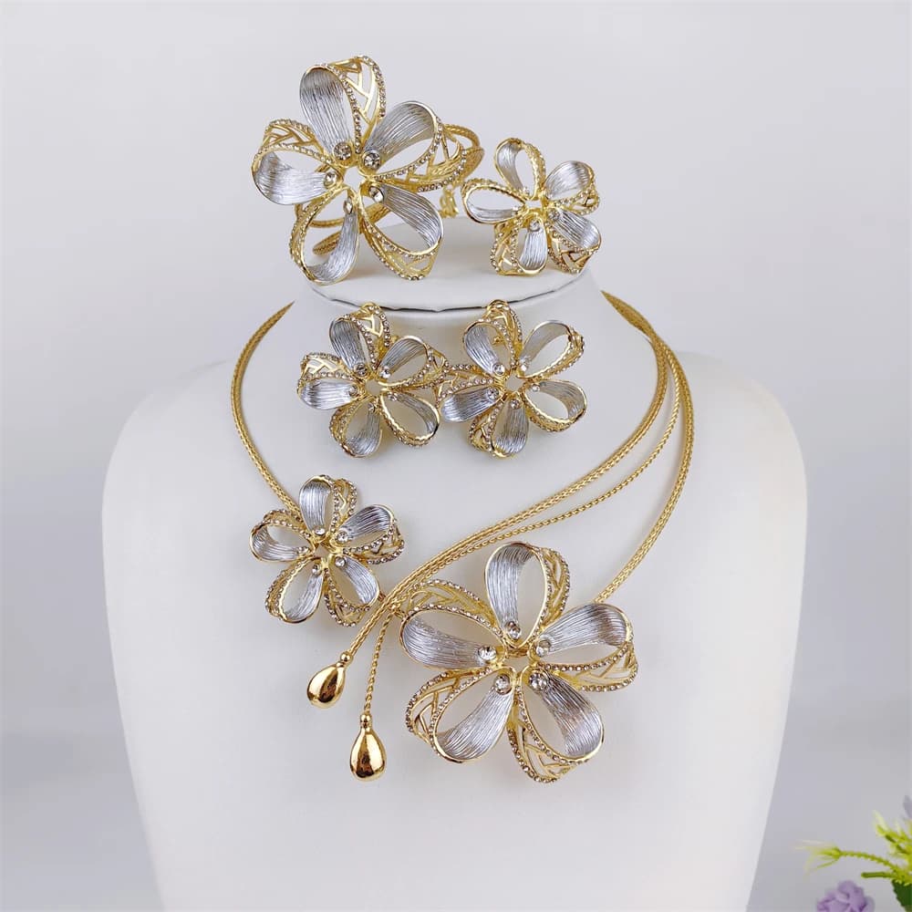 Ensemble de bijoux plaqué or 18 carats pour femmes, Original dubaï, collier italien exquis, boucles 