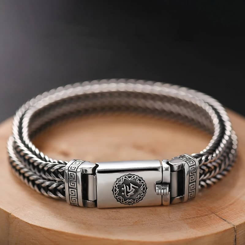 Prix usine 100% réel solide S925 argent tissé à la main Bracelet lourd hommes mode rétro Bracelet pe