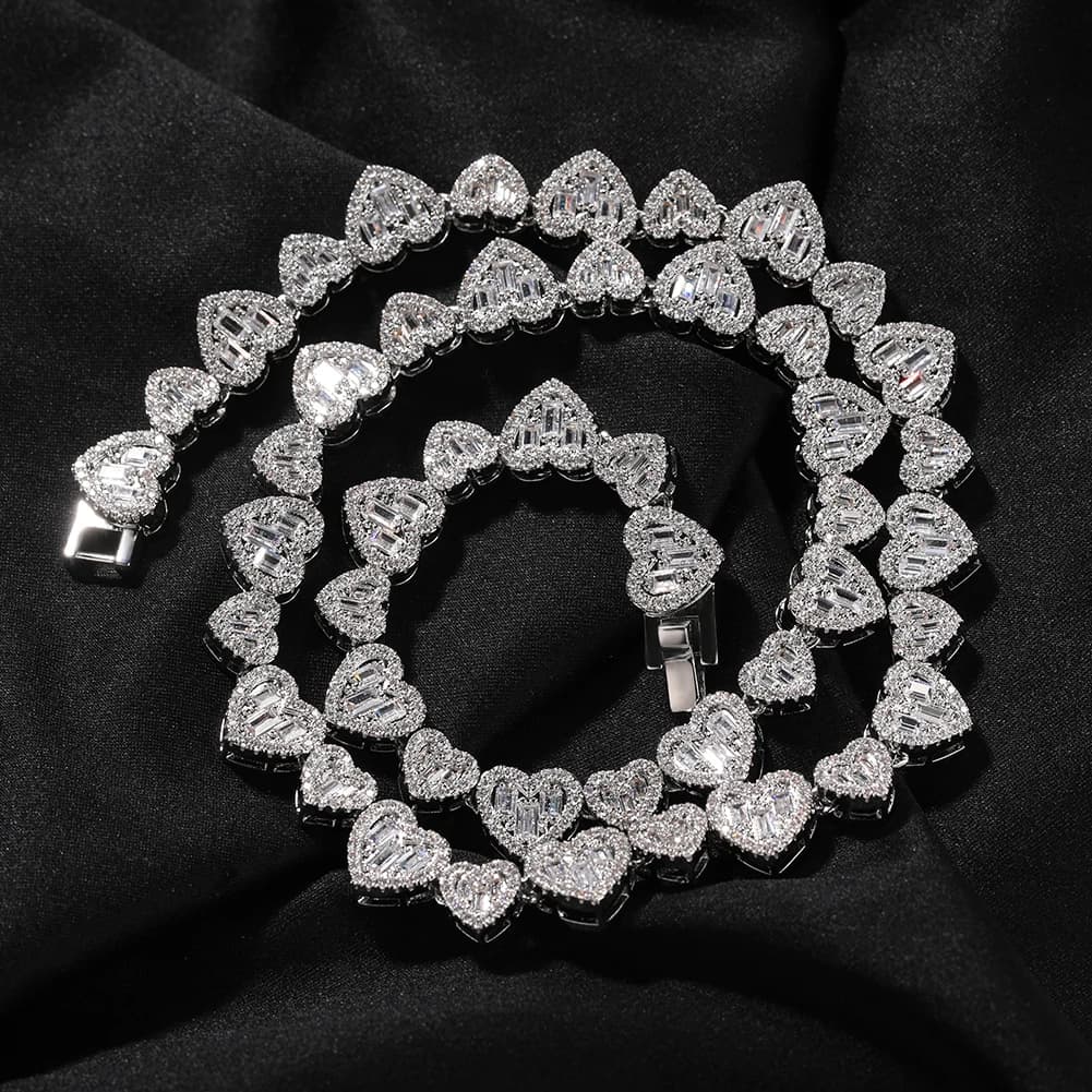 UWIN-Collier en Forme de Cœur de 10mm avec Incrustation de CZ, Ras du Cou Luxueux, Bijoux HipHop