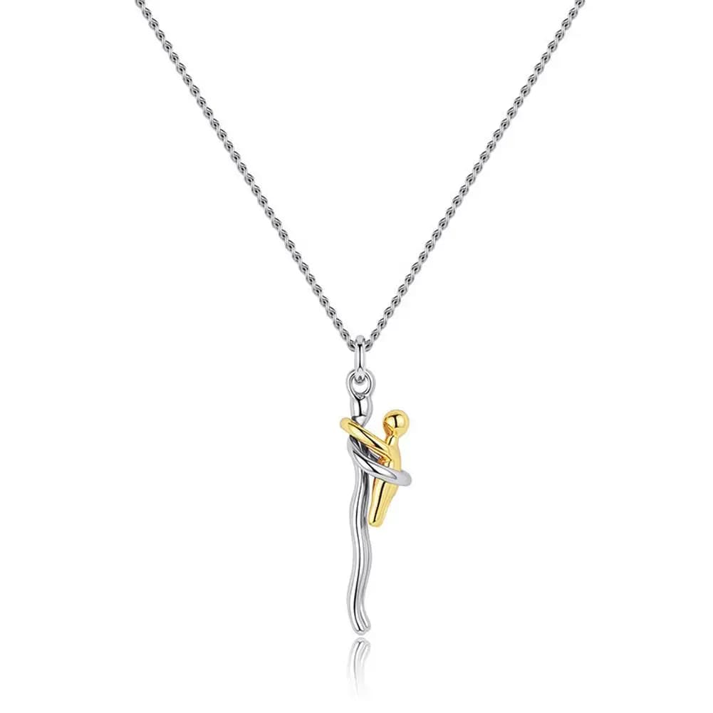 Collier pendentif bébé câlinant, collier minimaliste bicolore en acier inoxydable pour la fête des M