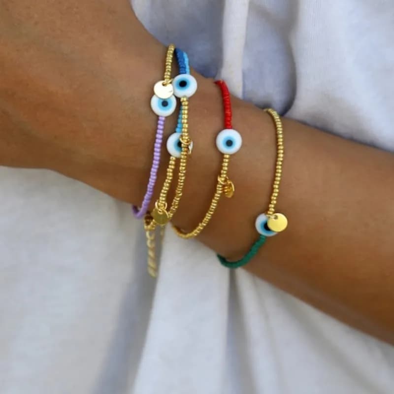 Vlen Bracelets de Protection contre le mauvais œil pour femme Boho empilable fait à la main Bracelet