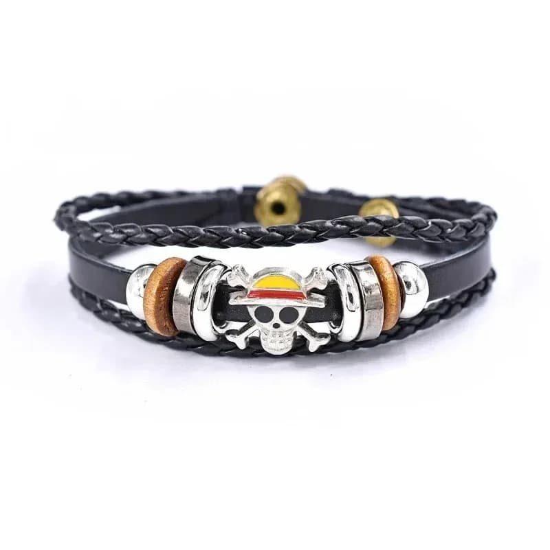 Bracelet Anime One Piece Luffy en PU, Accessoires de Cosplay, Bijoux Pirate Chapeau de Paille, Brace