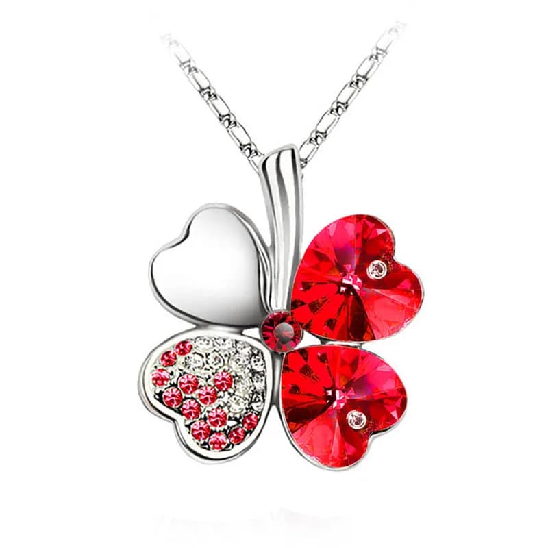 Cristal 4 feuilles trèfle pendentif colliers amant cadeau d'anniversaire qualité mode bijoux livrais