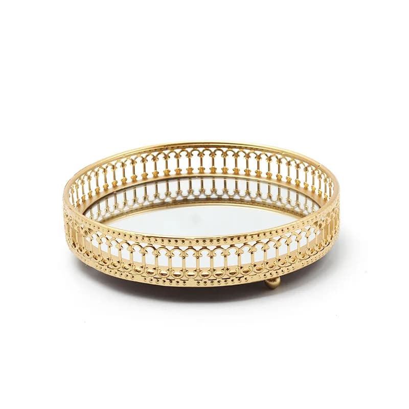 Ahunderjiaz-Ins Light Plateau de rangement pour bijoux miroir de luxe, boîte de rangement de bureau,