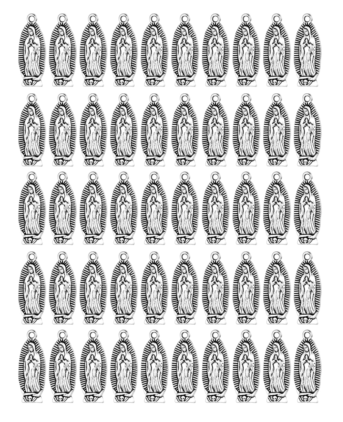 Diyalo 50pcs Notre-Dame De Guadalupe médailles pendentif Antique métal vierge marie charme pour coll