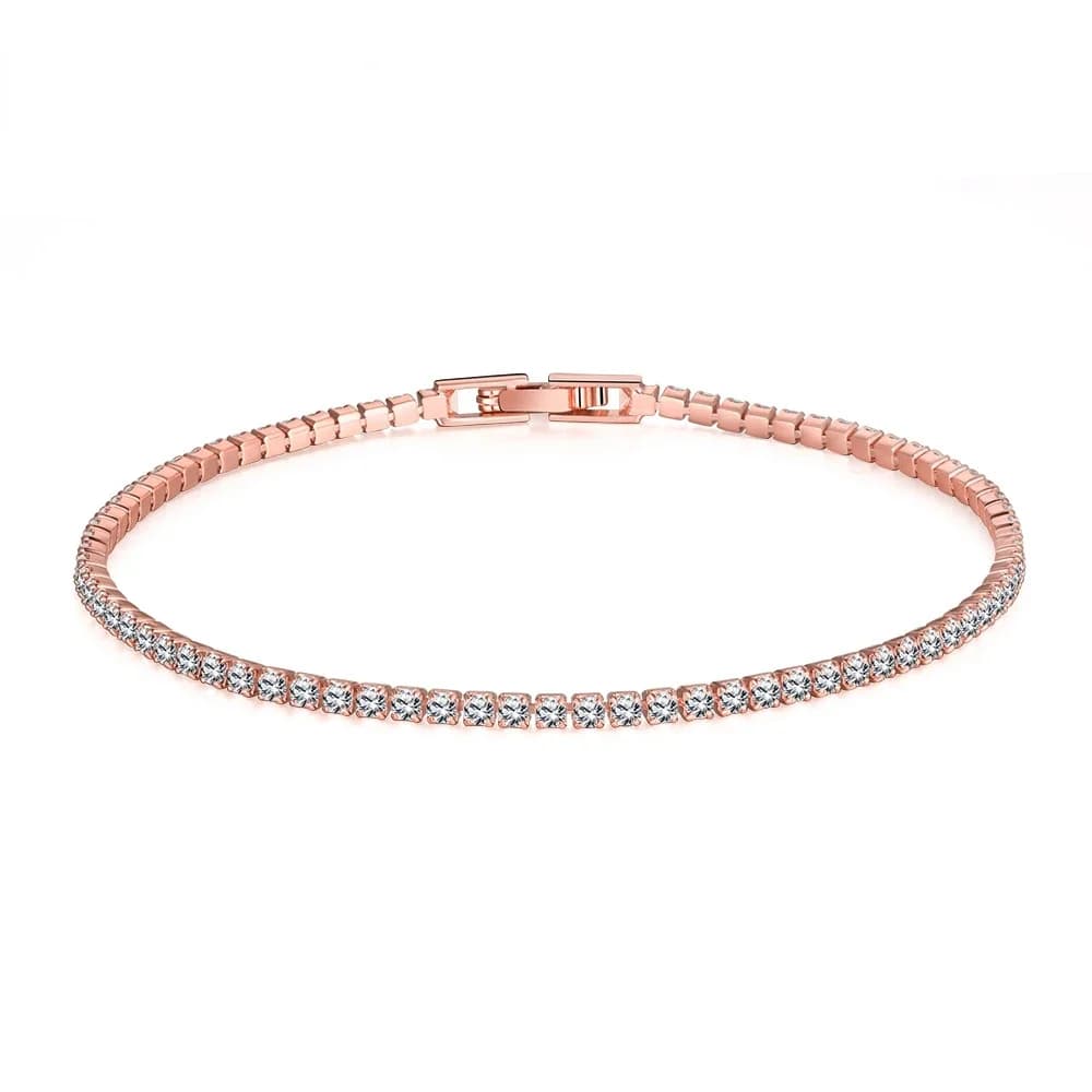 Bijoux en argent 925 or Rose, Bracelet de Tennis 16-18cm, zircone 2mm, cadeau d'anniversaire, Bracel