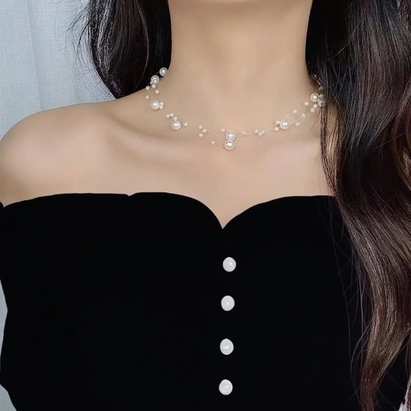 Collier de perles multicouches tendance, style français luxueux, design choker, pendentif en perles 