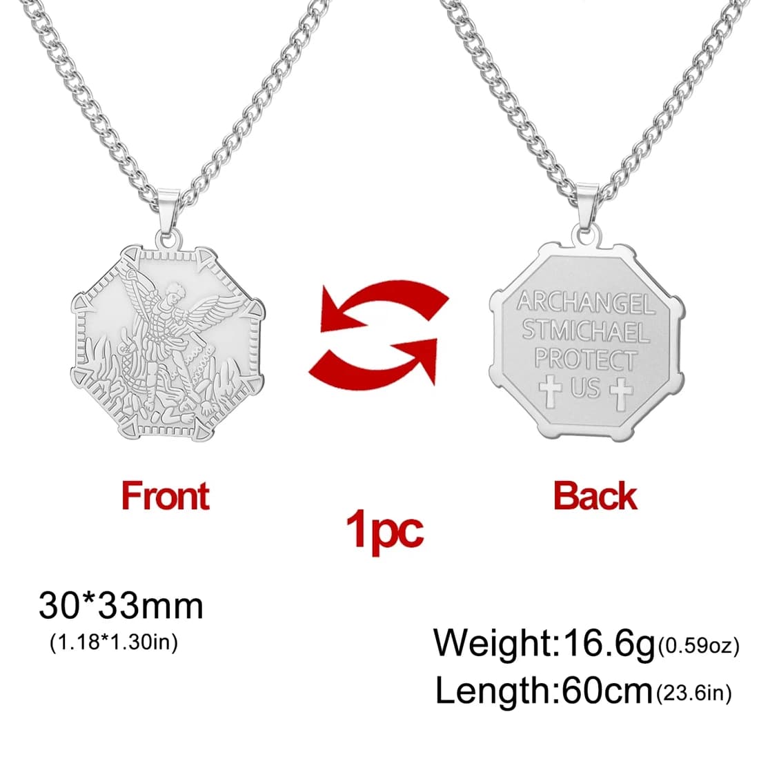EUEAVAN archange St Michael colliers en acier inoxydable Protection occulte Talisman pendentif chaîn