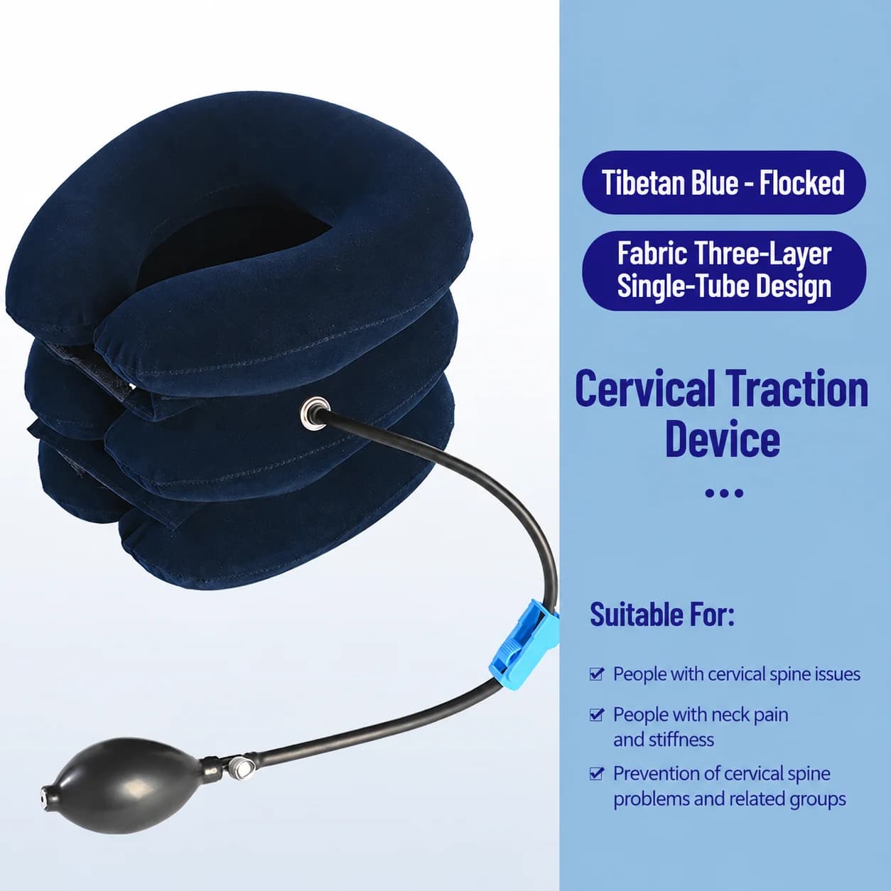 Dispositif de traction cervicale gonflable portable et réglable pour soulager les douleurs au cou, i