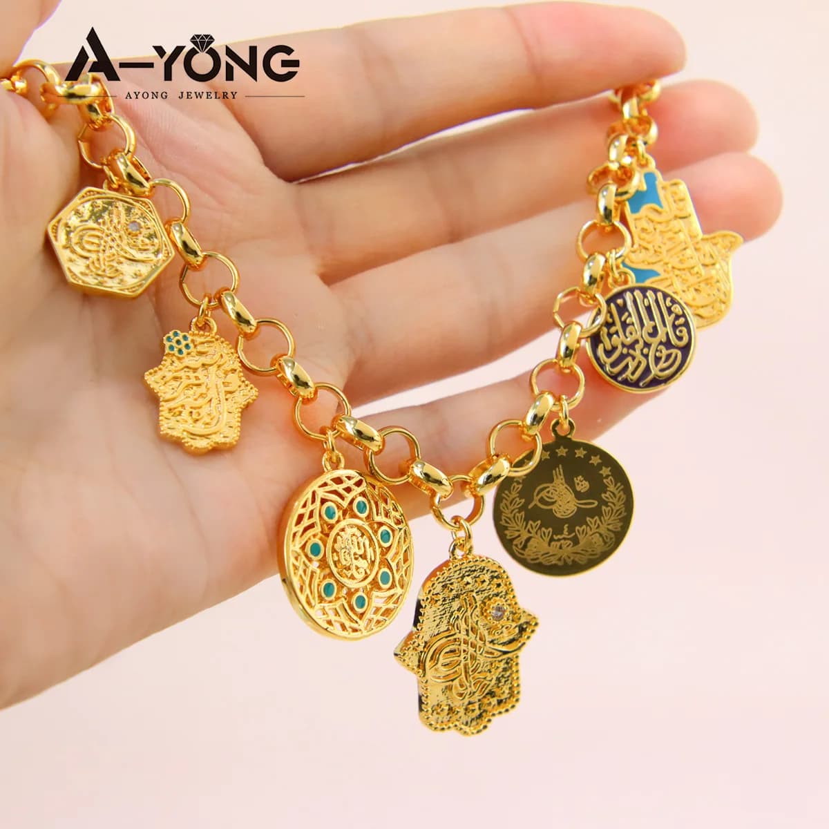 Ensemble de bijoux en or 24 carats de dubaï, plaqué or, collier Hip Hop brésilien, Bracelet pour fem