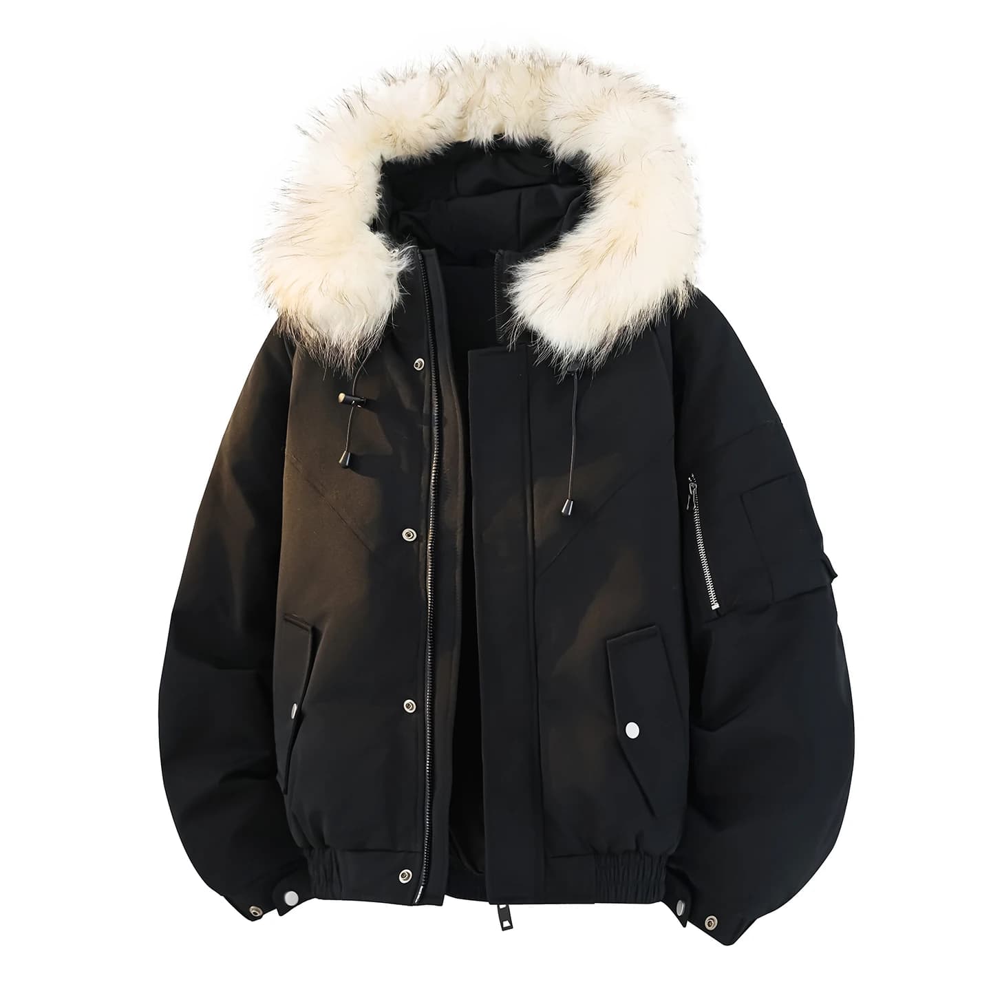 Vestes d'hiver décontractées pour hommes avec col en fourrure amovible, chaudes, à capuche, en duvet