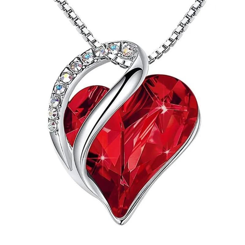 Collier d'amour en forme de cœur d'océan, cadeau de saint-valentin, avec Rose éternelle, boîte à bij
