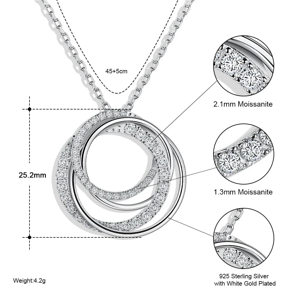 M-JAJA Moissanite pendentif collier pour femmes D VVS1 18K plaqué or blanc S925 argent multicouche c