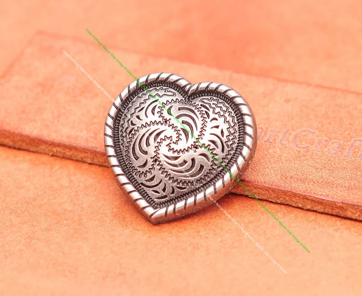 Lot 10X Antique argent amour coeur corde florale côté gravé maroquinerie ceinture casque cheval sell