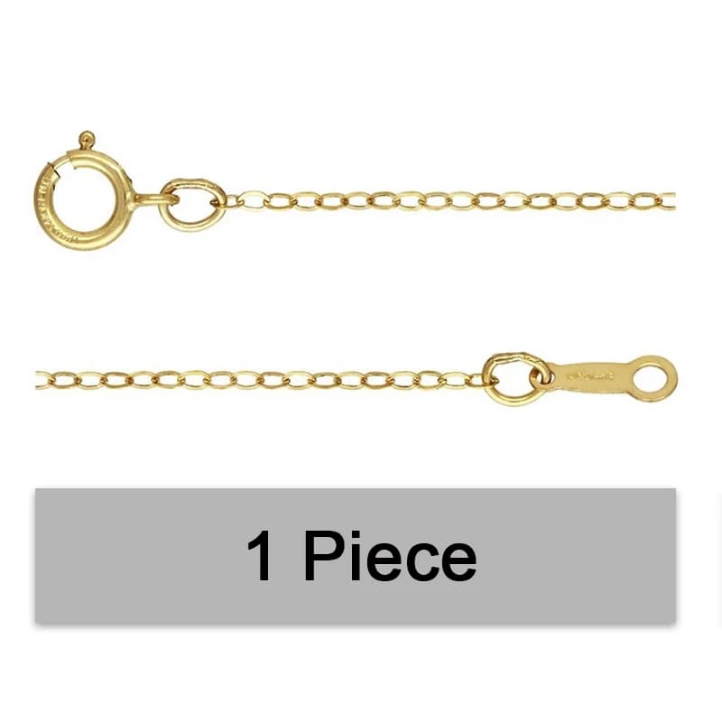 Collier chaîne plate en or véritable 14 carats, chaîne de 1,3 mm, bijoux en or, bijoux minimalistes 