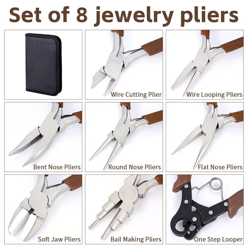 Ensemble de fournitures de pinces professionnelles, 8 pièces, Kit d'outils pour la fabrication de bi