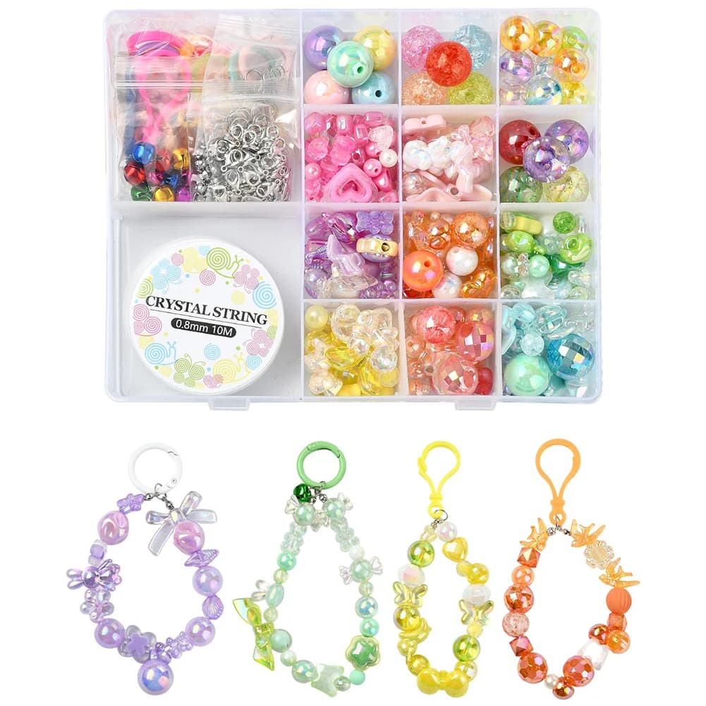 Kits de bijoux en perles acryliques, bricolage, pour Bracelets, colliers, porte-clés, fournitures de