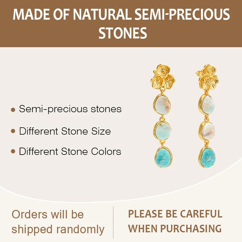 IVOG-Boucles d'Oreilles Pendantes en Pierre Semi-Pride Verte pour Femme, Boucle d'Oreille en Laiton,