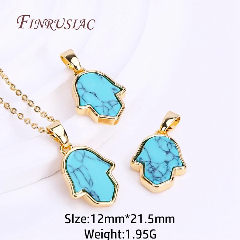 Pendentifs à géométrie Turquoise plaqués or véritable 18 carats pour la fabrication de colliers, pen