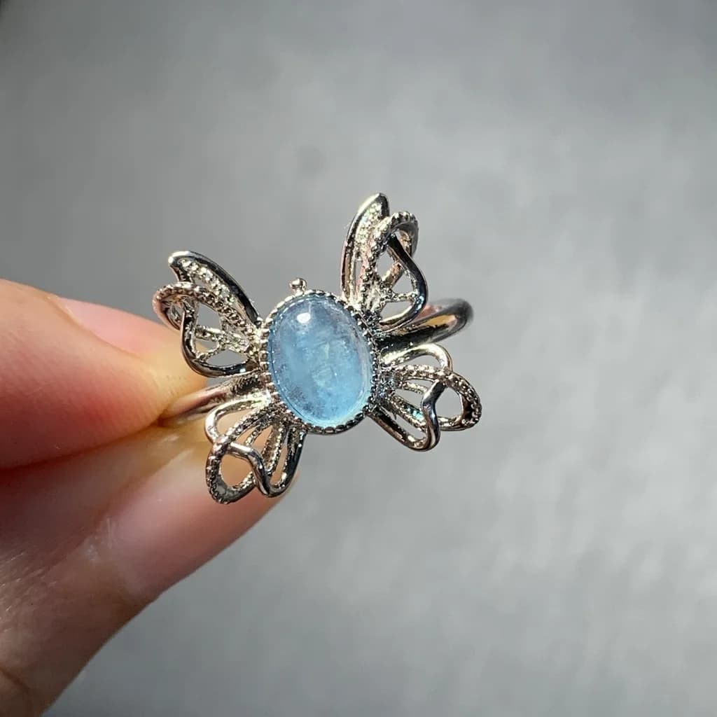 Bague aigue-marine naturelle MM, bijoux féminins réglables, cadeau pour femmes, vente en gros, haute