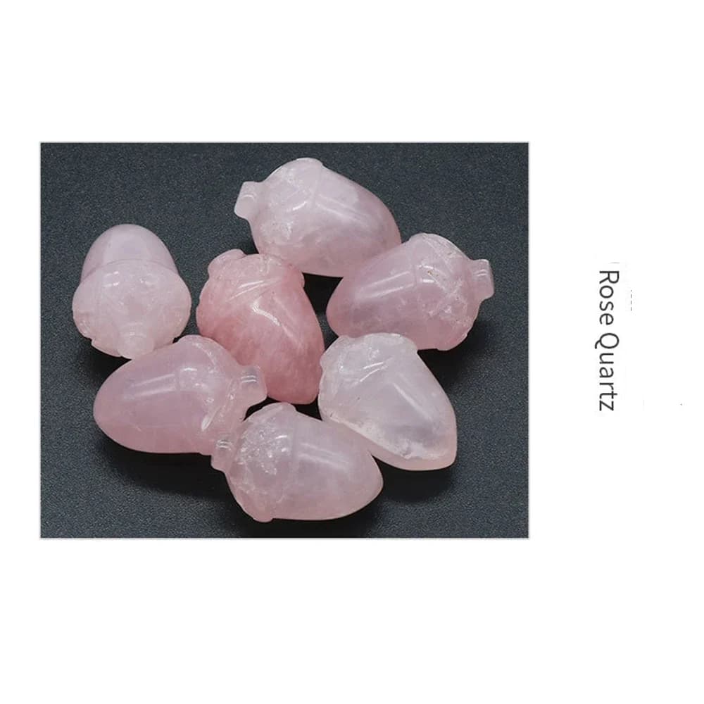 Mini Cônes Enrichis en Clip Naturel, Pierre Précieuse de Fruit Sculpté, Quartz Rose, Cadeau de Colle