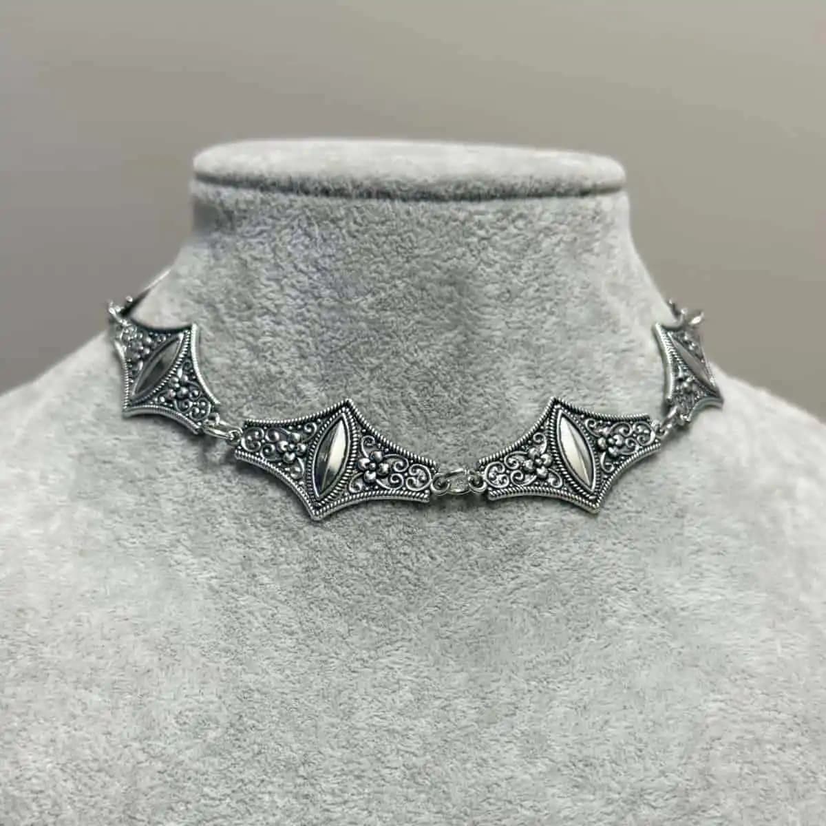 Collier ras du cou ethnique bohème punk hip-hop, couleur argent, avec pendentif sculpté, pour femme,