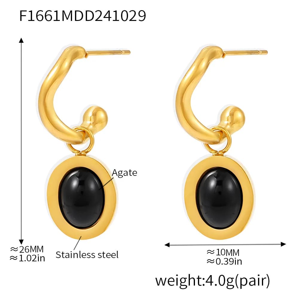 Boucles d'oreilles ovales en acier inoxydable plaqué or pour femmes, cerceau d'oreille étanche, bijo
