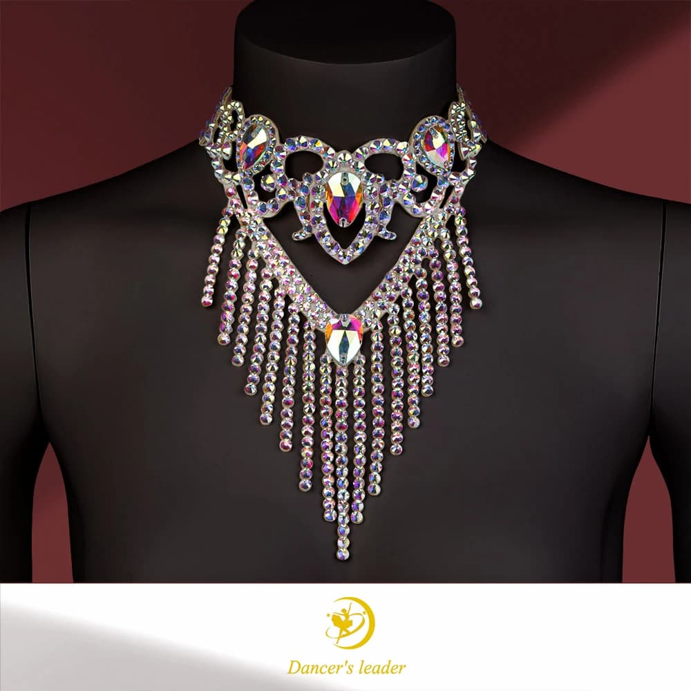 Collier à pampilles scintillantes avec diamants, accessoires de danse moderne, danse du ventre, dans