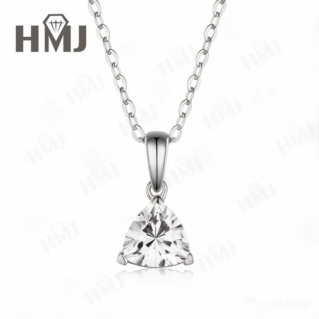 Collier en moissanite véritable taille trillon 1,2 ct, pendentif solitaire en argent sterling 925/or
