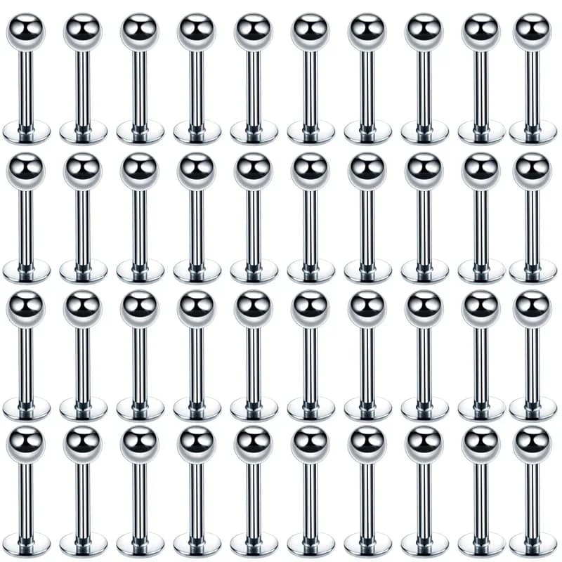 40 pièces/ensemble 316L acier inoxydable Labret Piercing bijoux, anneaux à lèvres nez anneaux nez go