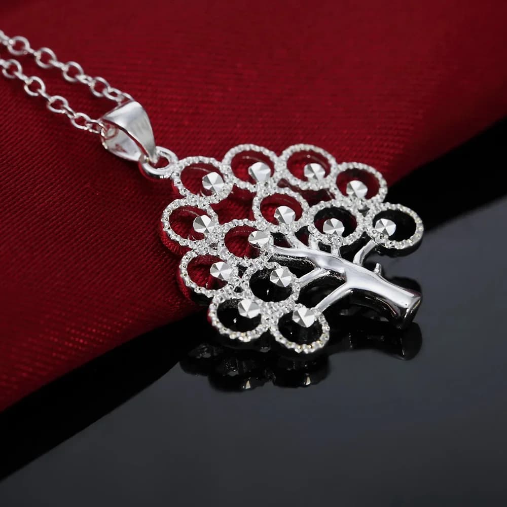 Collier en argent sterling 925 pour femme, bijoux élégants, pendentif en forme d'arbre, cadeaux de N