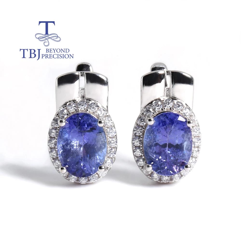 Boucles d'oreilles en Tanzanite bleue naturelle, précieuses et élégantes, couleur profonde et charma