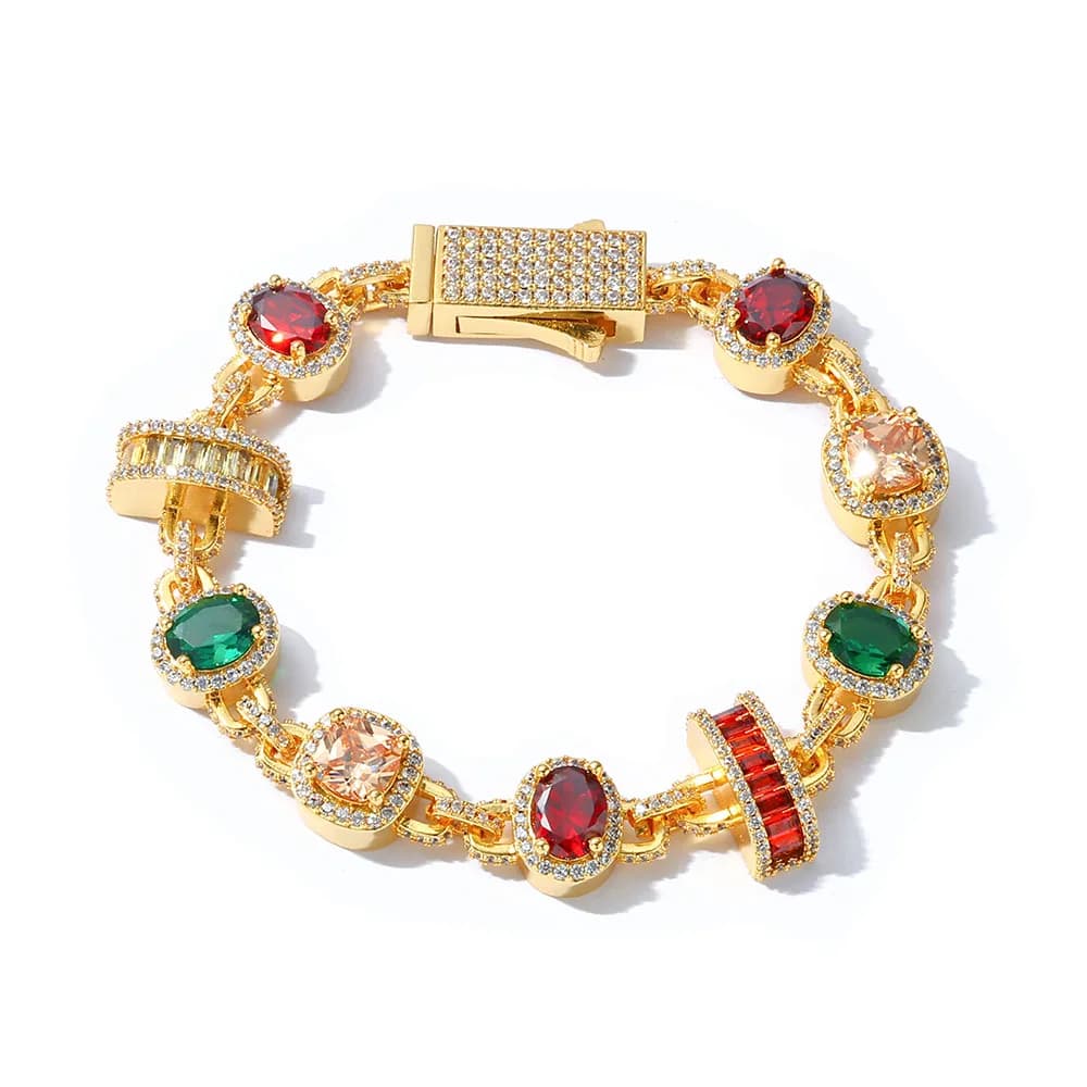 ESKEEM – collier glacé multicolore en rubis et émeraude, plaqué or 18 carats, zircone cubique, bijou